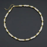 Cream white gemstone gold spacer necklace, sku#EF558