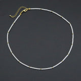 White Turquoise Thin tube with gold spacer necklace, sku#EF559