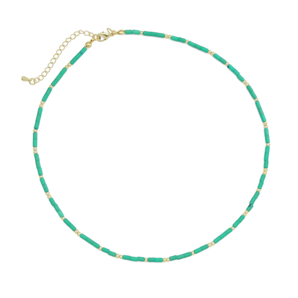Green Turquoise stone beaded necklace, sku#EF563