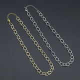 Gold Silver Oval Chain Link Adjustable Necklace, Sku#EF608