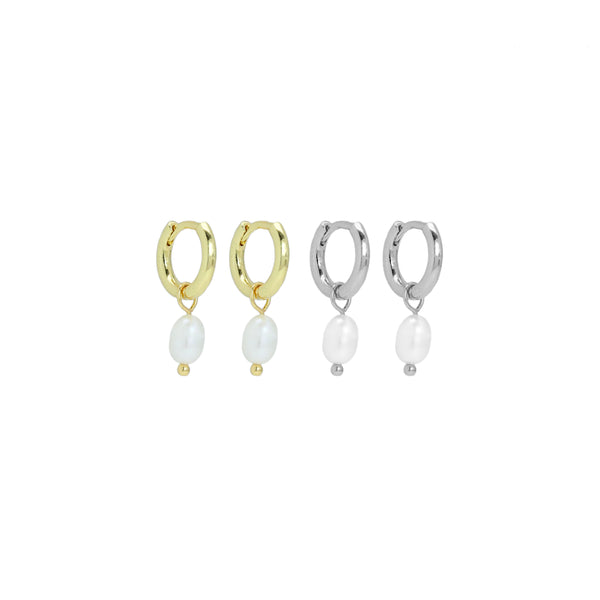 Oval Fresh water Pearl hoop Earrings, Sku#EF614