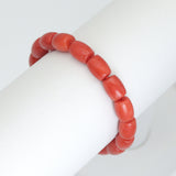 8x10mm Barrel Orange Jade Stretchy Bracelet, Sku#EF632