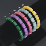 8x12mm Barrel Jade Stretchy Bracelet, Sku#EF635