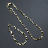 Gold Silver mixed paperclip Chain Necklace , Sku#EF636