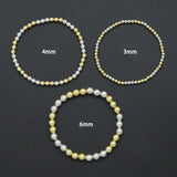 Mixed Metal Gold Silver Hematite Ball Beads Adjustable Bracelet, Sku#EF640