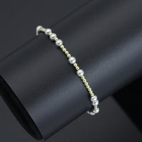 Mixed Size Gold Silver Hematite Ball Beads stretchy Bracelet, Sku#EF642