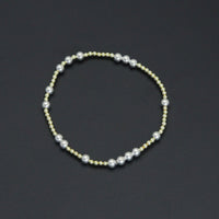 Mixed Size Gold Silver Hematite Ball Beads stretchy Bracelet, Sku#EF642