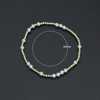 Mixed Size Gold Silver Hematite Ball Beads stretchy Bracelet, Sku#EF642