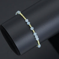 Natural Aquamarine Gold Hematite Stretchy Bracelet, Sku#EF644