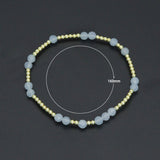 Natural Aquamarine Gold Hematite Stretchy Bracelet, Sku#EF644