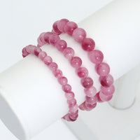 Pink Jade Round Smooth Stretchy Bracelet, Sku#EF645