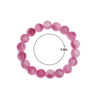 Pink Jade Round Smooth Stretchy Bracelet, Sku#EF645