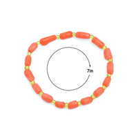 Orange Coral with Olive Glass Stretchy Bracelet, Sku#EF651