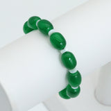 10x14mm Barrel Green Glass Stretchy Bracelet, Sku# EF653