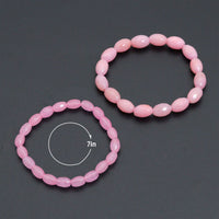 Pink Faceted Barrel Jade Stretchy Bracelet, Sku#EF658