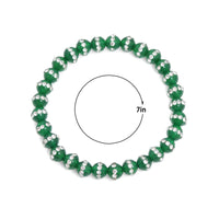 Green MOP with Rhinstone Inlay Stretchy Bracelet, Sku#EF662