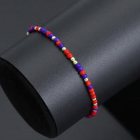 Red Blue Gold Mixed Beads Stretchy Bracelet, Sku#EF680