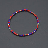 Red Blue Gold Mixed Beads Stretchy Bracelet, Sku#EF680