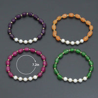 6x9mm Oval Jade Stretchy Bracelet, Sku#EF668