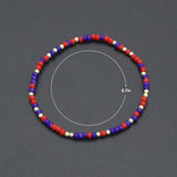 Red Blue Gold Mixed Beads Stretchy Bracelet, Sku#EF680