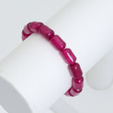 8x12mm Cylinder Strawberry Jade Stretchy Bracelet, Sku#EF669