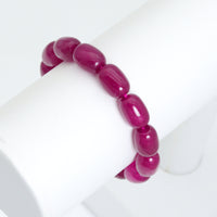 10x14mm Barrel Strawberry Jade Stretchy Bracelet, Sku#EF670