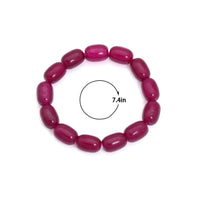 10x14mm Barrel Strawberry Jade Stretchy Bracelet, Sku#EF670