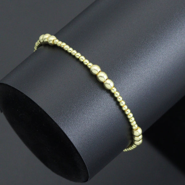 mixed gold hematite Ball Beads stretchy Bracelet, Sku#EF685