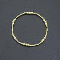 mixed gold hematite Ball Beads stretchy Bracelet, Sku#EF685