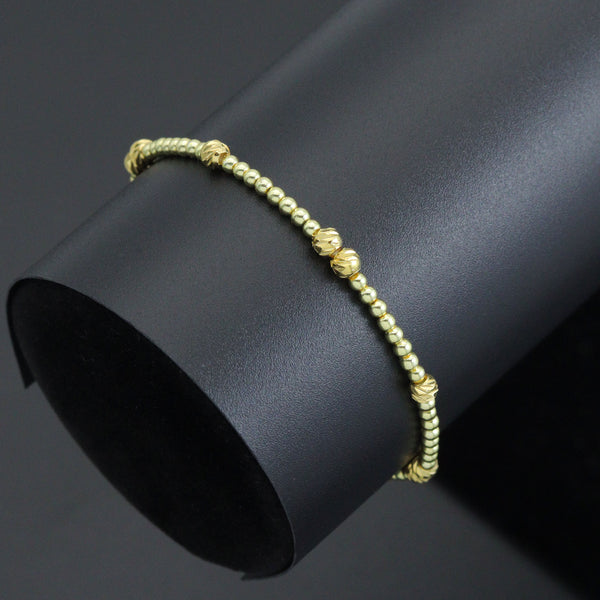 Gold Hematite with Swirl Spacer Ball Beads stretchy Bracelet, Sku#EF689