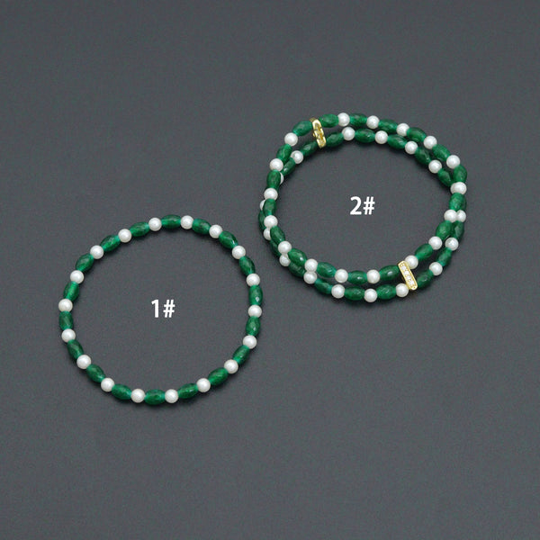 4x6mm Faceted Barrel Jade Stretchy Bracelet, Sku#EF699