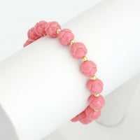 8mm Pink Tulip Resin Stretchy Bracelet, Sku#EF701