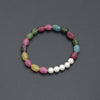 6x9mm Multicolor Jade Stretchy Bracelet, Sku#EF704