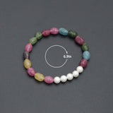 6x9mm Multicolor Jade Stretchy Bracelet, Sku#EF704