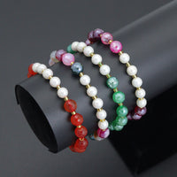 8mm Agate wiht MOP Stretchy Bracelet, Sku#EF705