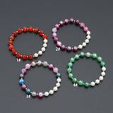 8mm Agate wiht MOP Stretchy Bracelet, Sku#EF705