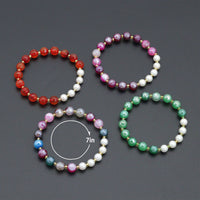 8mm Agate wiht MOP Stretchy Bracelet, Sku#EF705