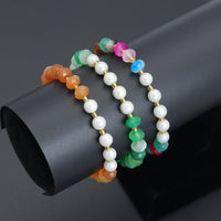 5x8mm Rondelle Agate with MOP Stretchy Bracelet, Sku#EF706