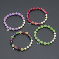 8mm Faceted Jade Stretchy Bracelet, Sku#EF708