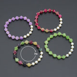 8mm Faceted Jade Stretchy Bracelet, Sku#EF708