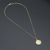 Gold Link Chain Clear CZ Shell Pendant Adjustable Necklace, sku#EF717