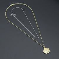 Gold Link Chain Clear CZ Shell Pendant Adjustable Necklace, sku#EF717