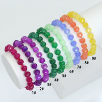 6x8mm Rondelle Faceted Pink Jade Stretchy Bracelet, SKu#EF713