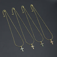 Gold Link Chain Enamel Cross Pendant Adjustable Necklace, sku#EF718