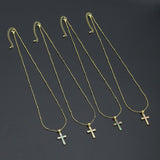 Gold Link Chain Enamel Cross Pendant Adjustable Necklace, sku#EF718