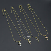 Gold Link Chain Enamel Cross Pendant Adjustable Necklace, sku#EF718