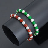 6mm Round Smooth Jade with MOP Strechy Bracelet, Sku#EF724