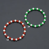 6mm Round Smooth Jade with MOP Strechy Bracelet, Sku#EF724