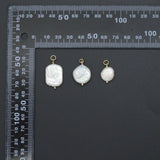 Flat Freshwater Pearl Oval shape Charm Pendant,Sku#EF727
