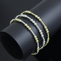 7'' Bright Gold silver Hematite Stretchy Bracelet, Sku#EF733